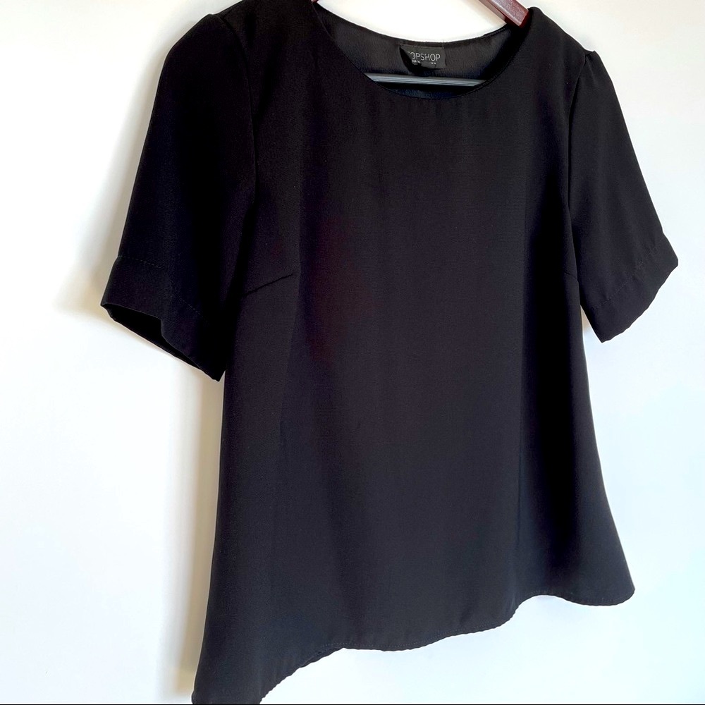 TOPSHOP Short Sleeve Cross Over Gathered Size 4